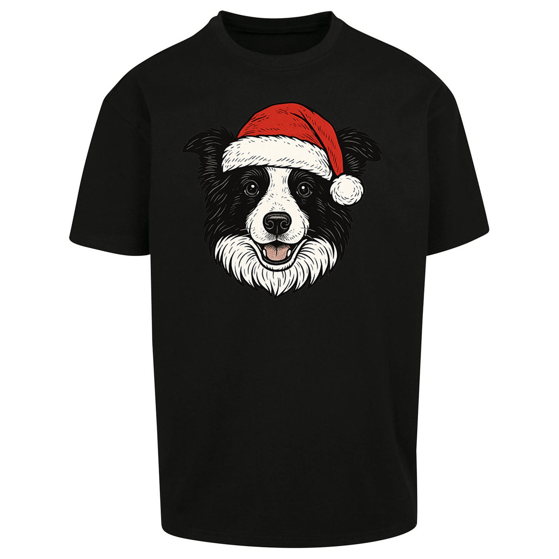 Border Collie Christmas Oversized T Shirt