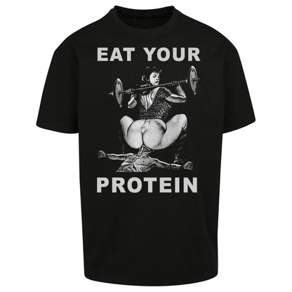 Breakfast Of Champions Eat Your Protein SarcasticOversized T Shirt
