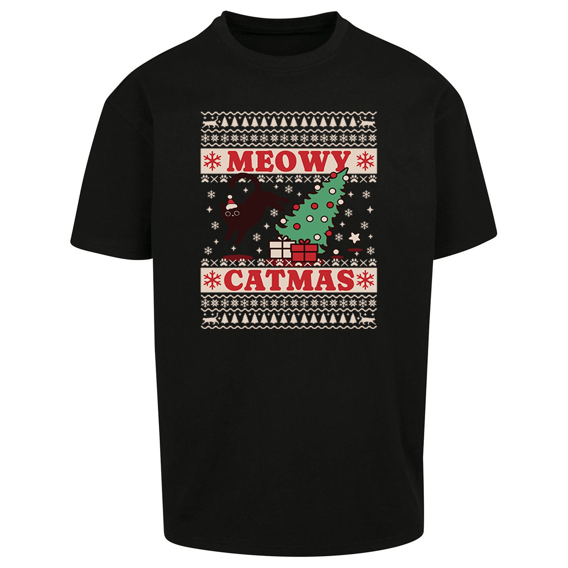 Christmas Cat Oversized T Shirt