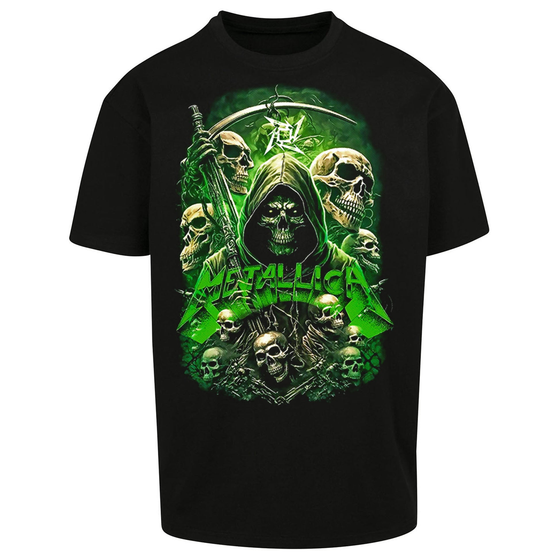 Metallica Green Skulls Oversized T Shirt