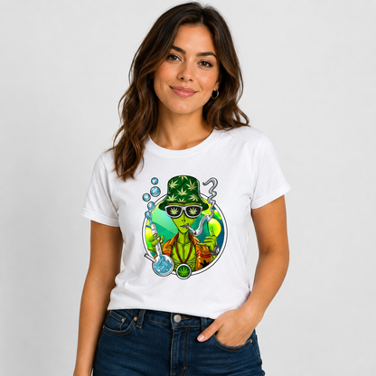Alien Stoner Smoking Funny T Shirt