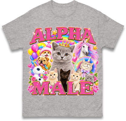 Alpha Male Funny Kitten Cat Meme Shirt Boyfriend Father Gift Unicorn Rainbow Cat Lover Tee