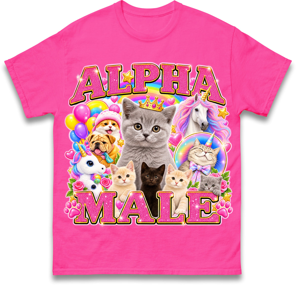Alpha Male Funny Kitten Cat Meme Shirt Boyfriend Father Gift Unicorn Rainbow Cat Lover Tee