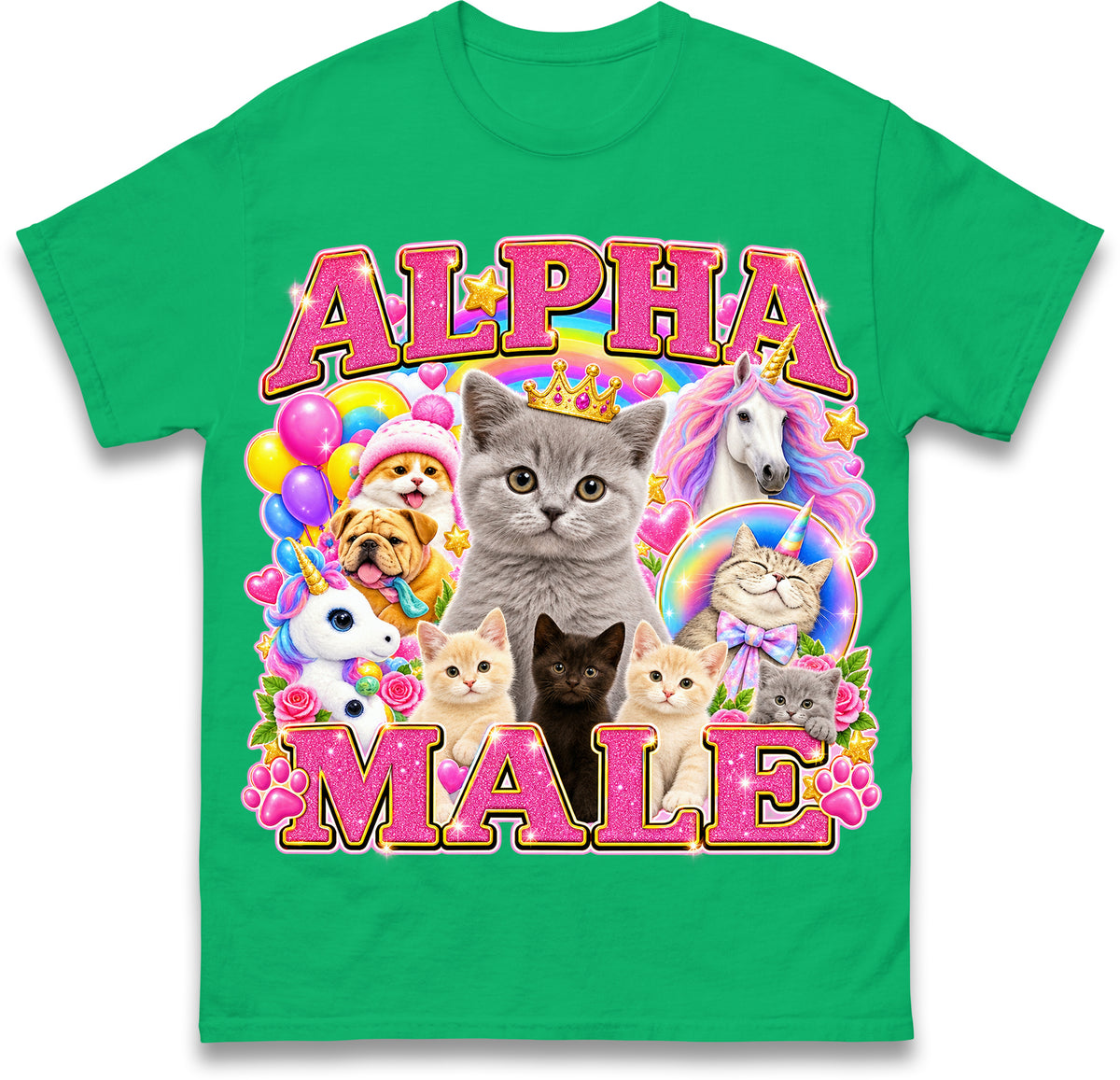 Alpha Male Funny Kitten Cat Meme Shirt Boyfriend Father Gift Unicorn Rainbow Cat Lover Tee