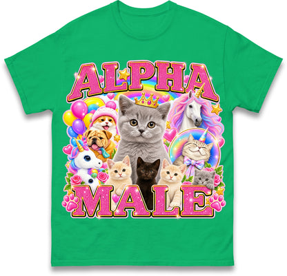 Alpha Male Funny Kitten Cat Meme Shirt Boyfriend Father Gift Unicorn Rainbow Cat Lover Tee