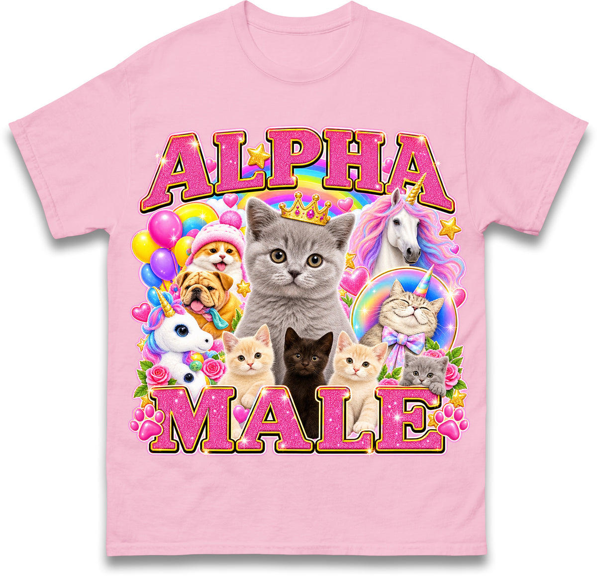 Alpha Male Funny Kitten Cat Meme Shirt Boyfriend Father Gift Unicorn Rainbow Cat Lover Tee