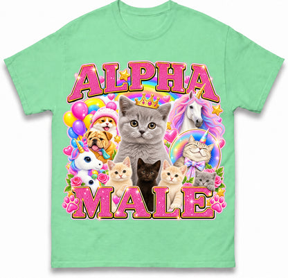 Alpha Male Funny Kitten Cat Meme Shirt Boyfriend Father Gift Unicorn Rainbow Cat Lover Tee