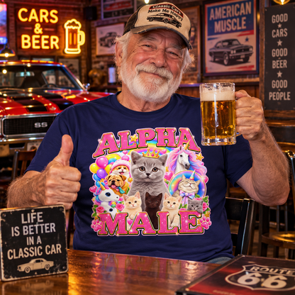 Alpha Male Funny Kitten Cat Meme Shirt Boyfriend Father Gift Unicorn Rainbow Cat Lover Tee