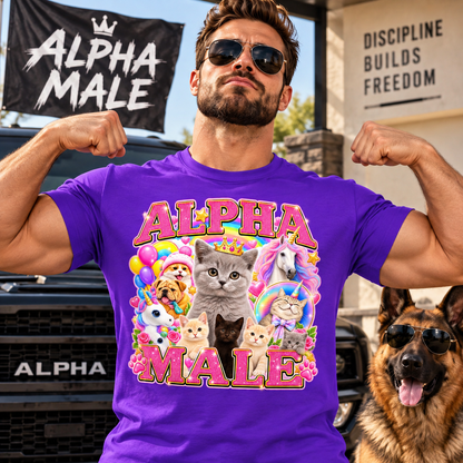 Alpha Male Funny Kitten Cat Meme Shirt Boyfriend Father Gift Unicorn Rainbow Cat Lover Tee