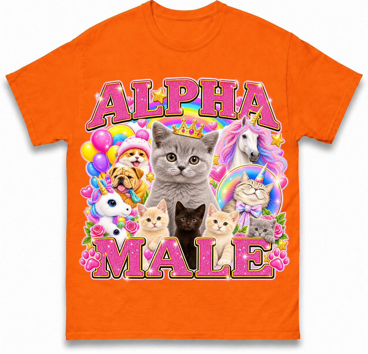Alpha Male Funny Kitten Cat Meme Shirt Boyfriend Father Gift Unicorn Rainbow Cat Lover Tee
