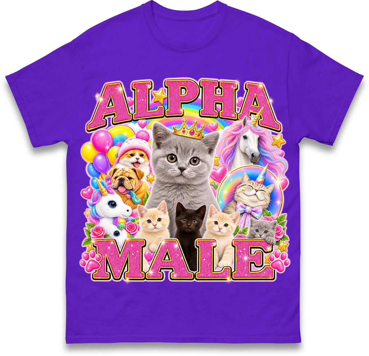 Alpha Male Funny Kitten Cat Meme Shirt Boyfriend Father Gift Unicorn Rainbow Cat Lover Tee