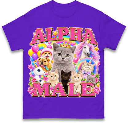 Alpha Male Funny Kitten Cat Meme Shirt Boyfriend Father Gift Unicorn Rainbow Cat Lover Tee