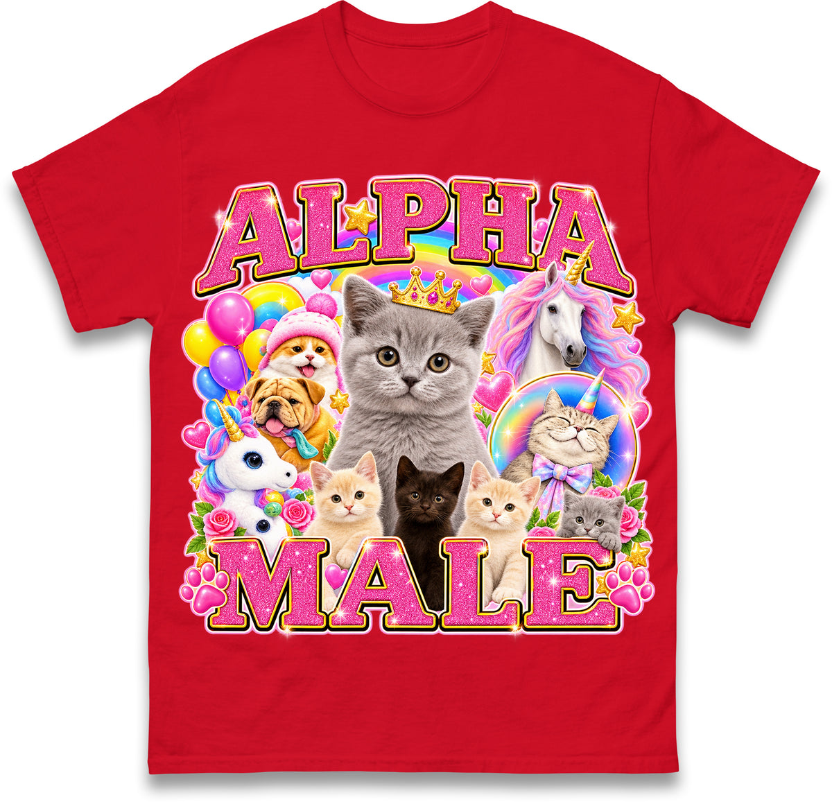 Alpha Male Funny Kitten Cat Meme Shirt Boyfriend Father Gift Unicorn Rainbow Cat Lover Tee