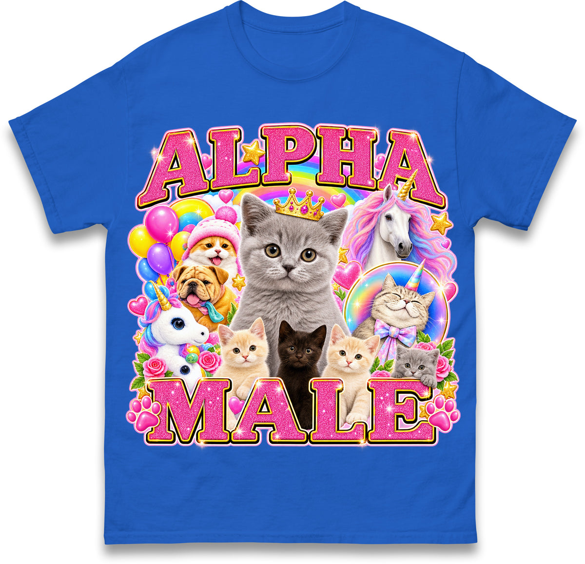 Alpha Male Funny Kitten Cat Meme Shirt Boyfriend Father Gift Unicorn Rainbow Cat Lover Tee
