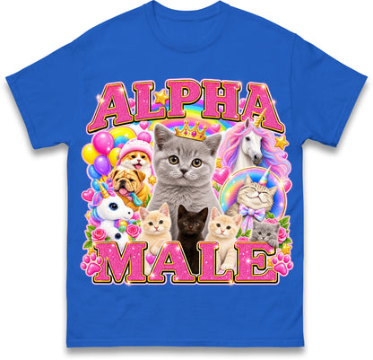 Alpha Male Funny Kitten Cat Meme Shirt Boyfriend Father Gift Unicorn Rainbow Cat Lover Tee