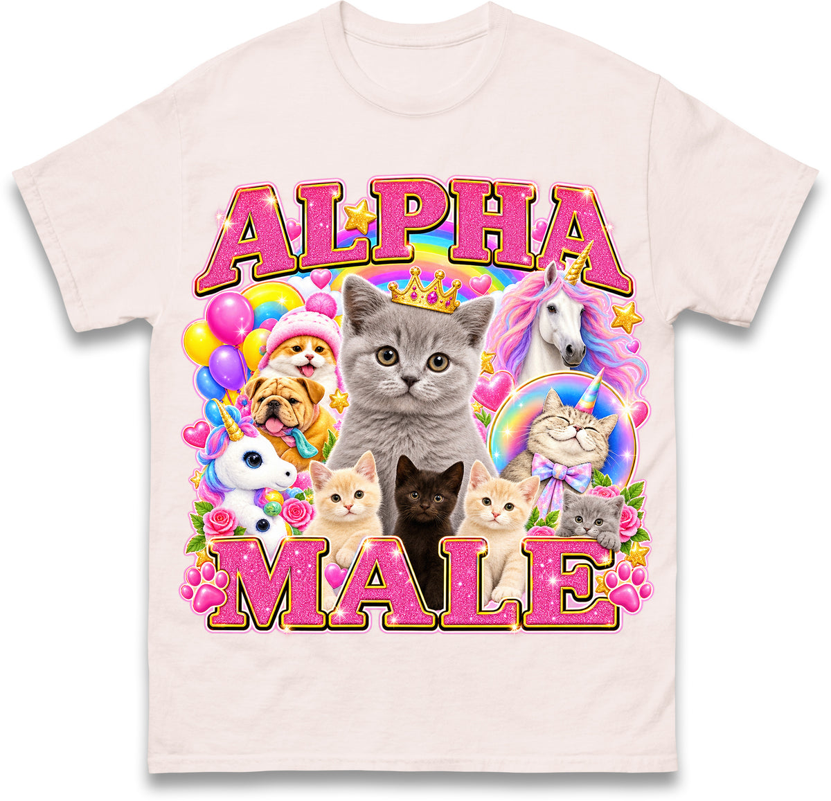 Alpha Male Funny Kitten Cat Meme Shirt Boyfriend Father Gift Unicorn Rainbow Cat Lover Tee