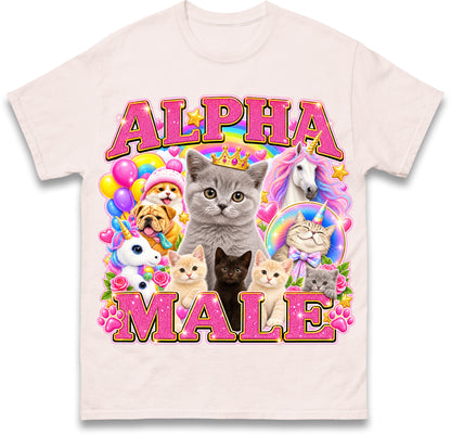 Alpha Male Funny Kitten Cat Meme Shirt Boyfriend Father Gift Unicorn Rainbow Cat Lover Tee