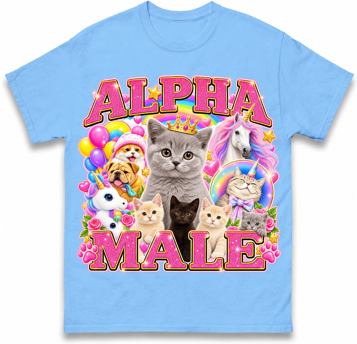 Alpha Male Funny Kitten Cat Meme Shirt Boyfriend Father Gift Unicorn Rainbow Cat Lover Tee