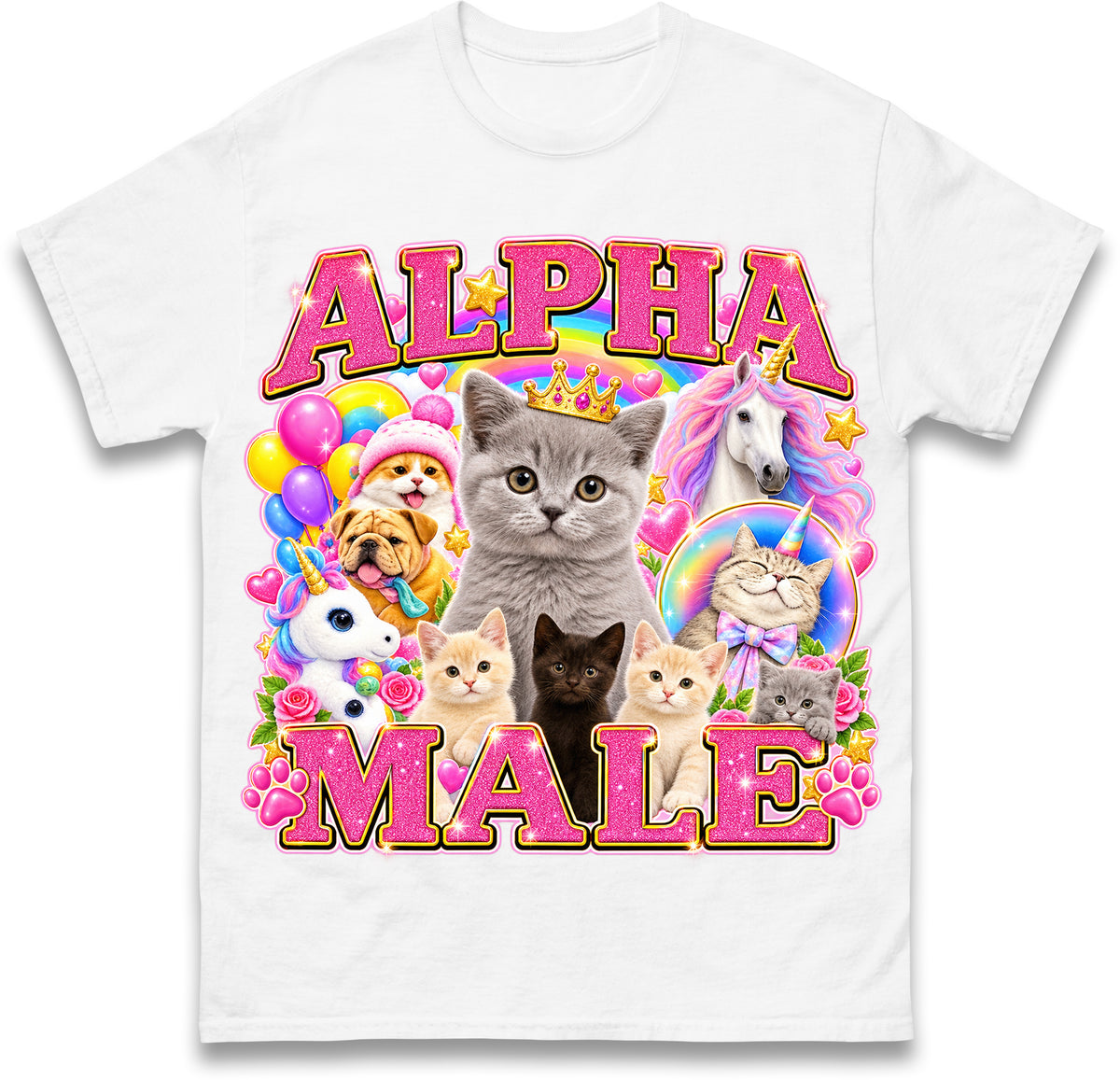 Alpha Male Funny Kitten Cat Meme Shirt Boyfriend Father Gift Unicorn Rainbow Cat Lover Tee