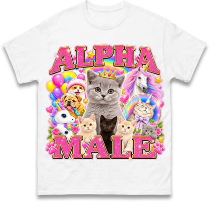 Alpha Male Funny Kitten Cat Meme Shirt Boyfriend Father Gift Unicorn Rainbow Cat Lover Tee