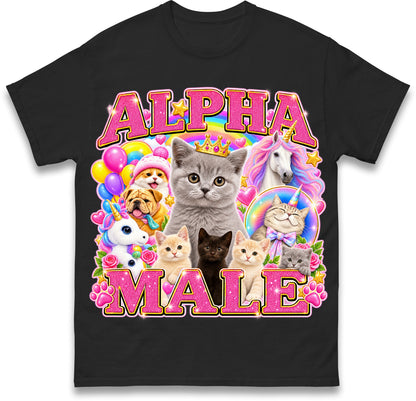 Alpha Male Funny Kitten Cat Meme Shirt Boyfriend Father Gift Unicorn Rainbow Cat Lover Tee