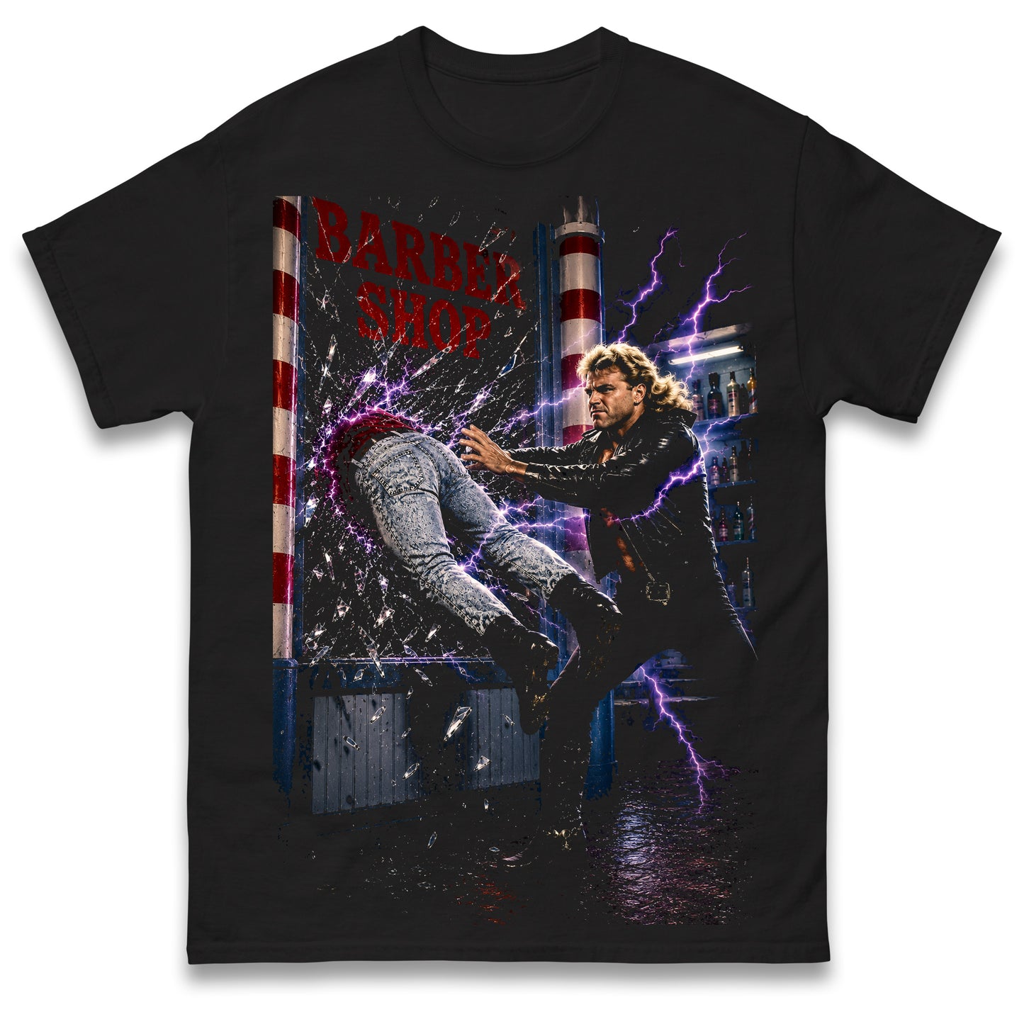 Barber Shop Window Pro Wrestling Tee