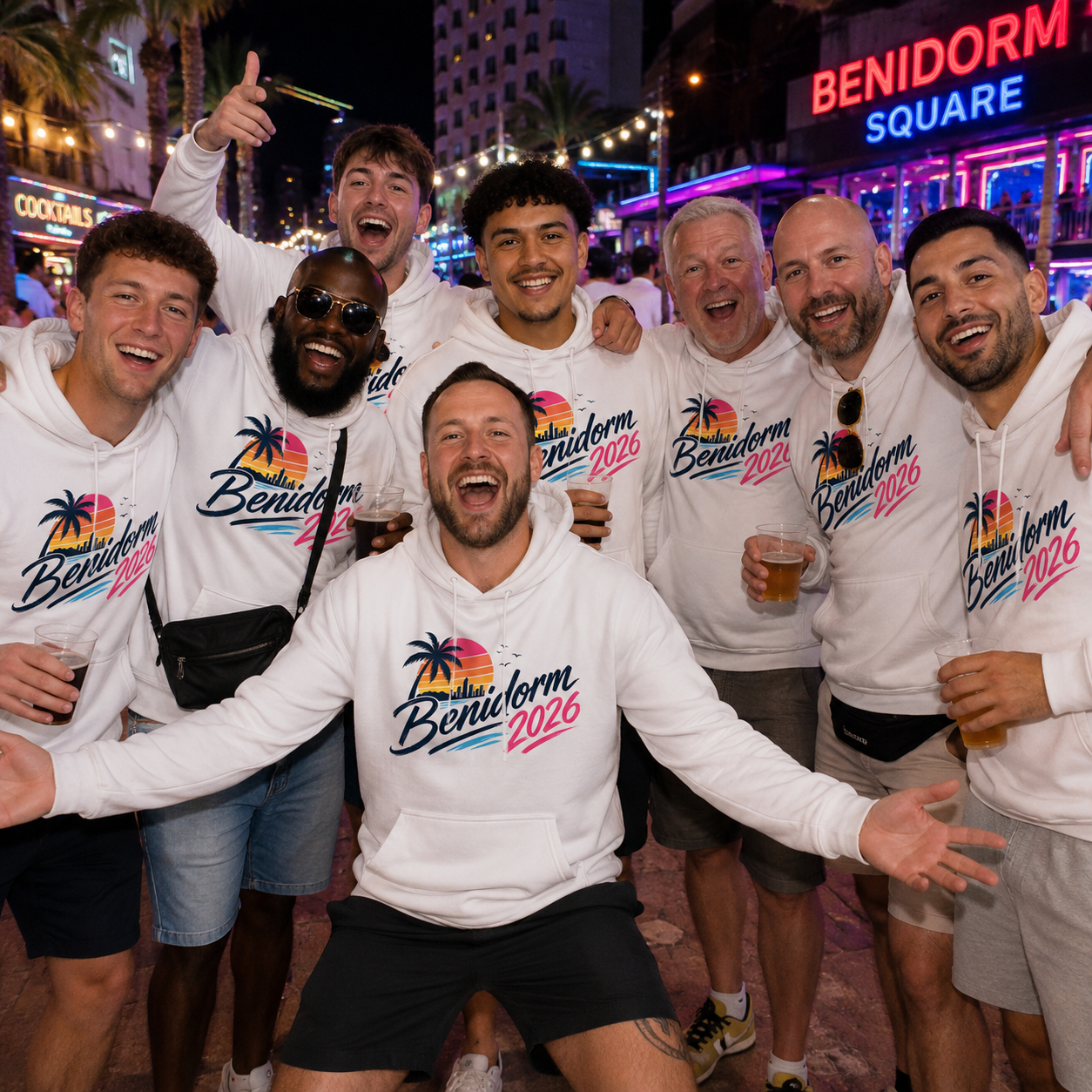 Benidorm 2026 Hoodie Matching Couples Girls Trip Lads Holiday Tops