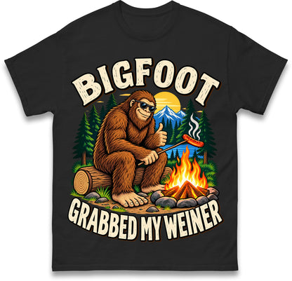 Bigfoot Grabbed My Weiner Shirt Campfire Shirt Bigfoot Shirts National Forests Camping Shirt Appalachia Silly T Shirt