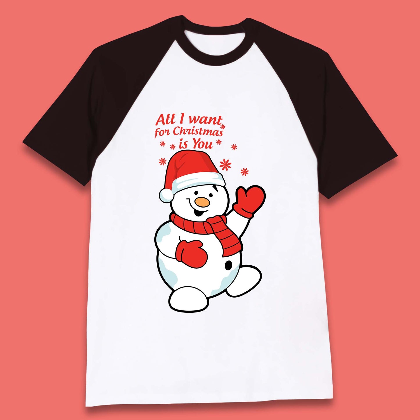 Snowman Christmas Baseball T-Shirt