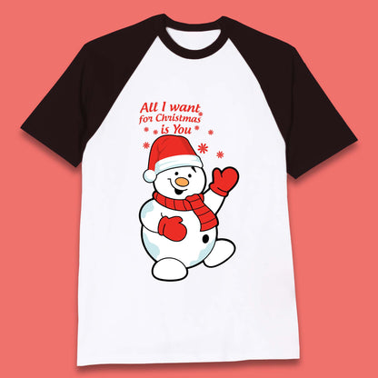 Snowman Christmas Baseball T-Shirt