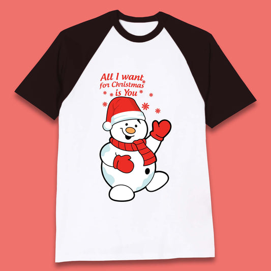 Snowman Christmas Baseball T-Shirt