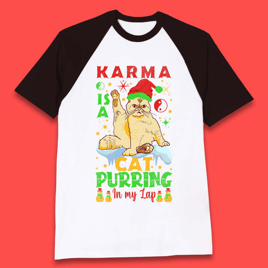 Christmas Karma Is A Cat Baseball T-Shirt