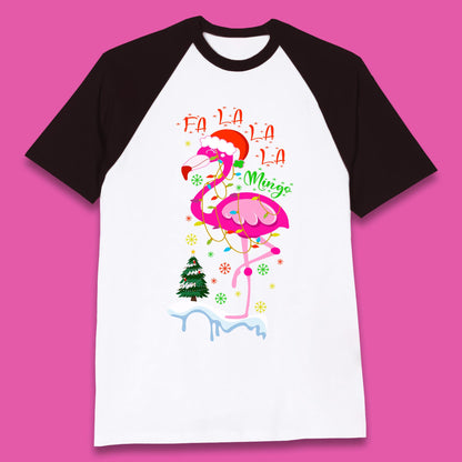 flamingo christmas baseball t shirt