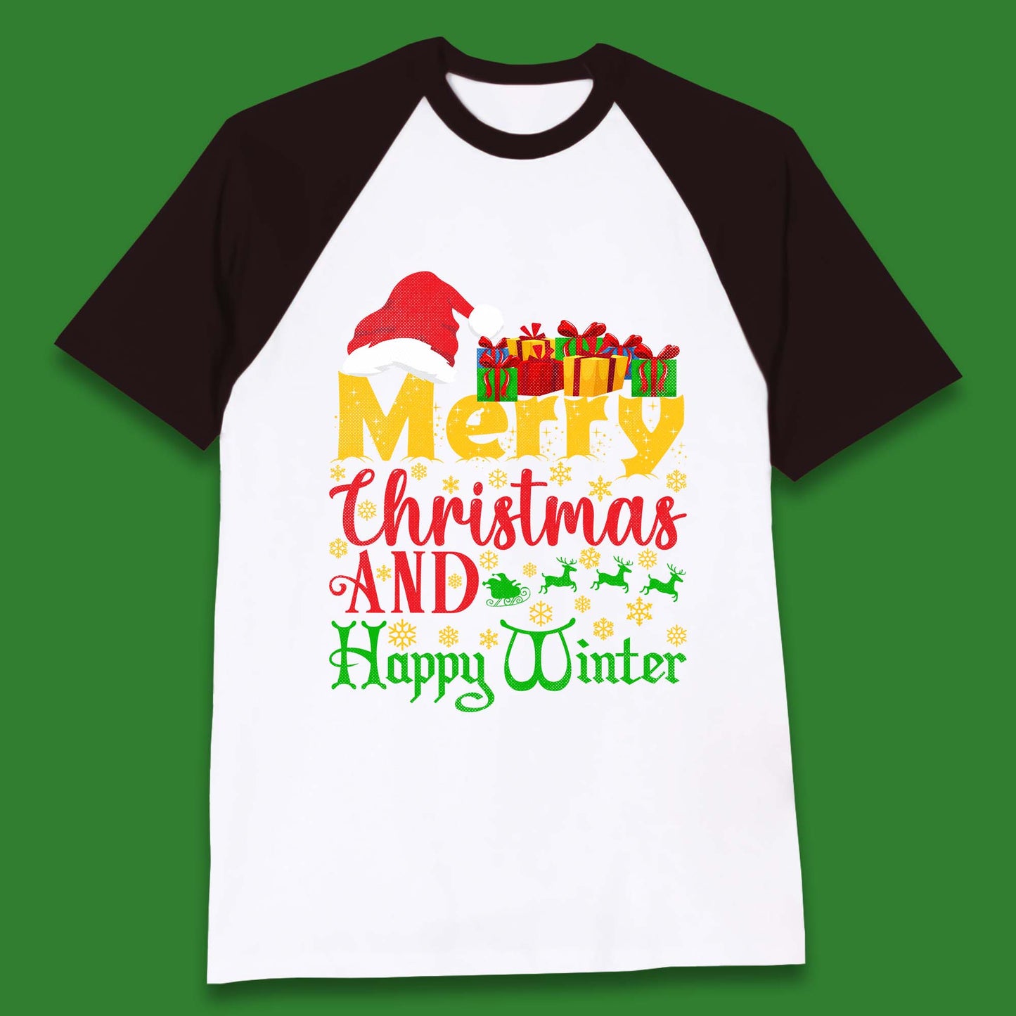 merry christmas and happy winter baseball t shirt