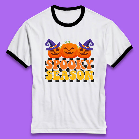 Spooky Season Halloween Jack-O-Lantern Pumpkins Spooky Vibes Ringer T Shirt