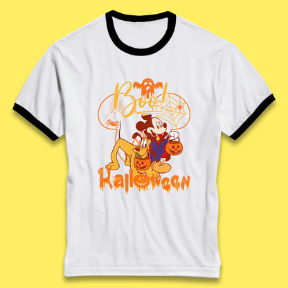 Boo Halloween Mickey Mouse And Pluto Friends Disney Halloween Disneyland Trip Ringer T Shirt