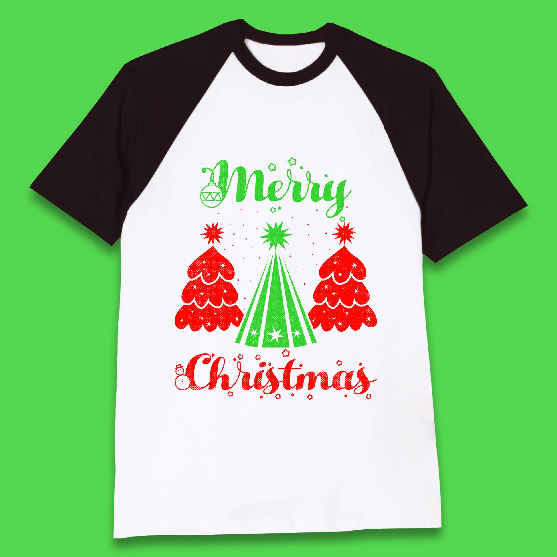 merry christmas tree baseball t shirt