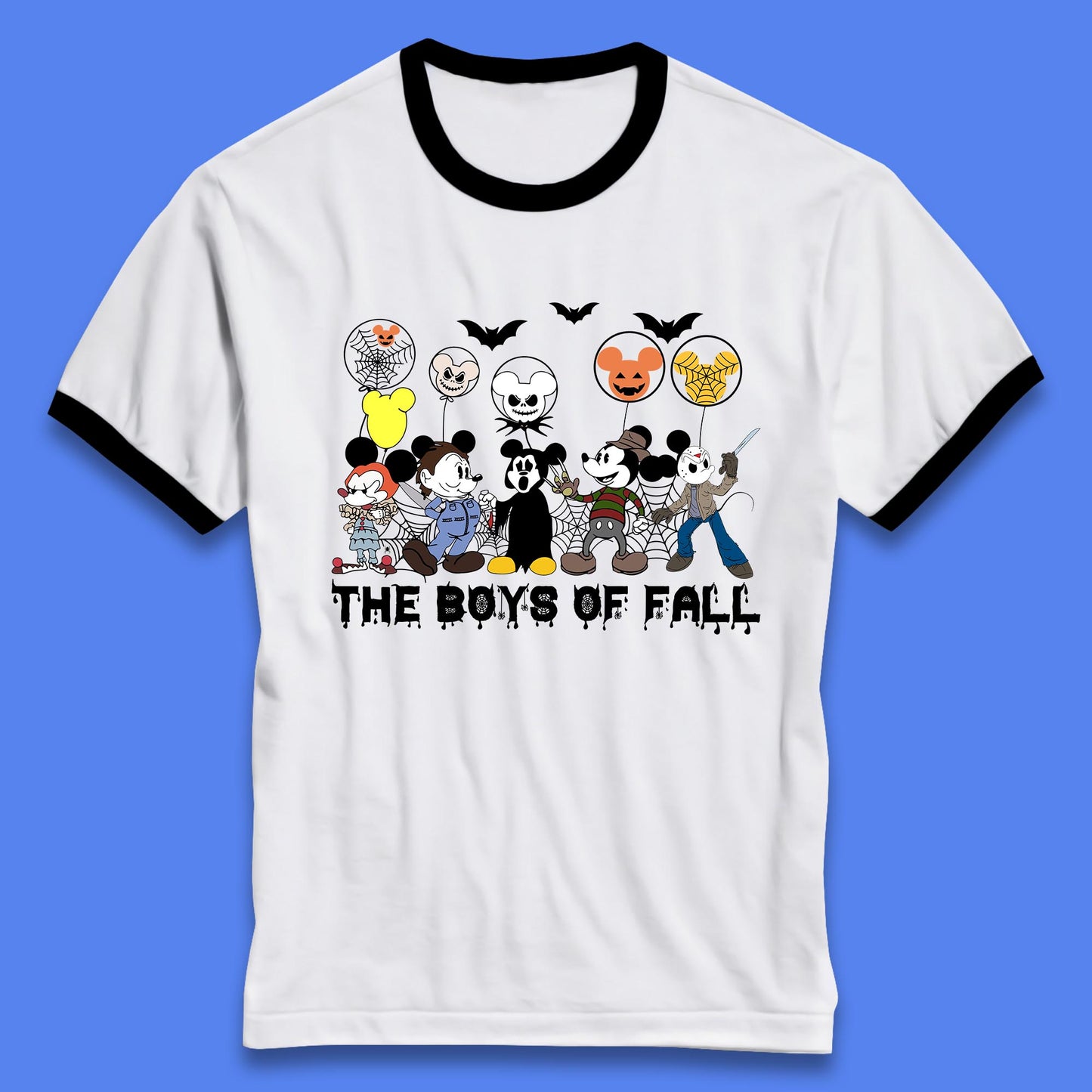 The Boys Of Fall Halloween Disney Mickey Mouse & Friends Horror Movie Characters Ringer T Shirt