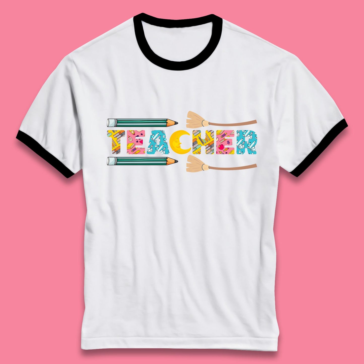 Halloween Teacher Spooky Teacher Ghost Halloween School Ringer T Shirt