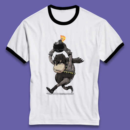 Old Batman Throwing Bomb Comic Book Art Aging Superhero DC Comics Fictional Character Ringer T Shirt