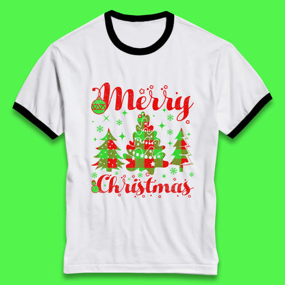 merry christmas trees ringer t shirt