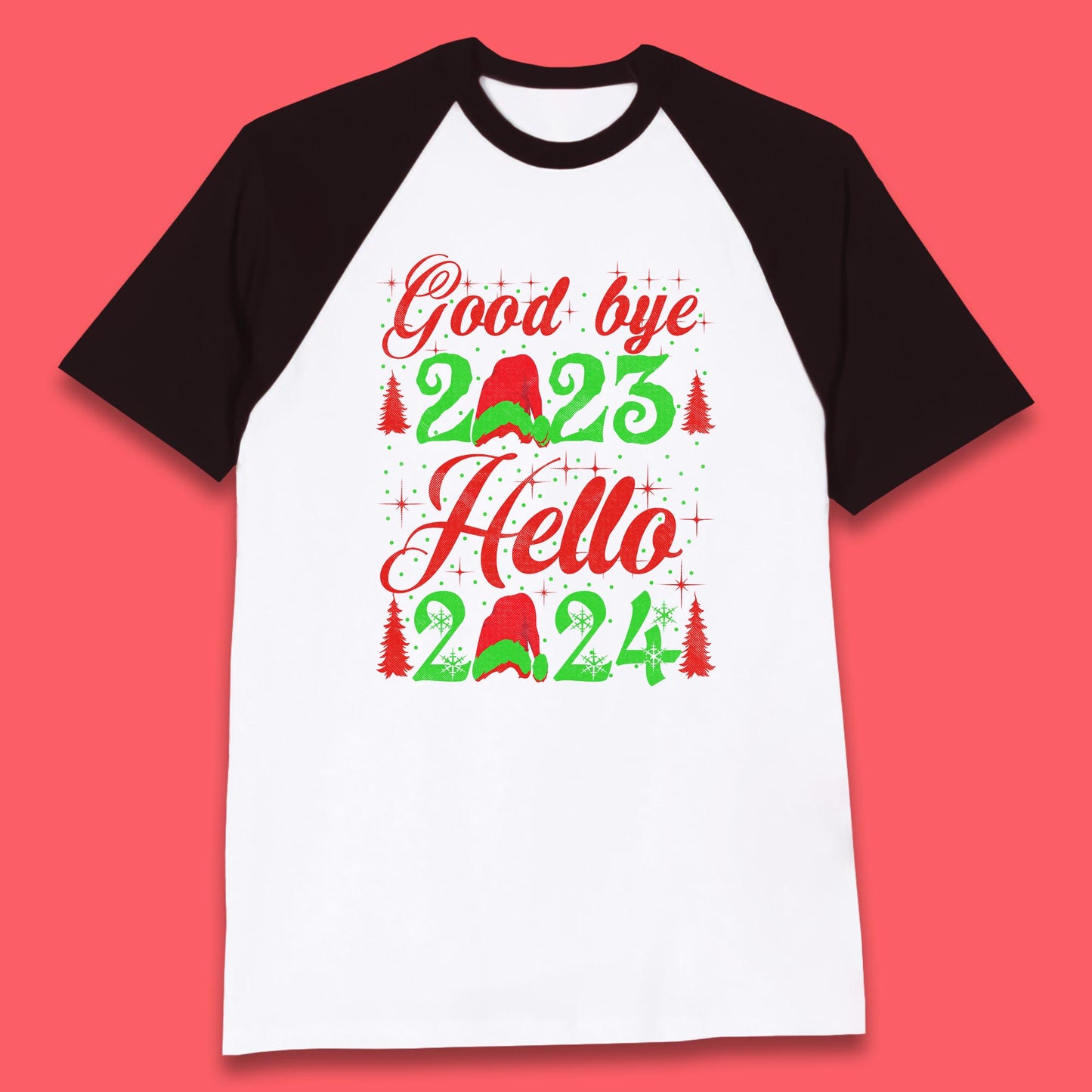 Good Bye 2023 Hello 2024 Merry Christmas Happy New Year Xmas Festive Celebration Baseball T Shirt