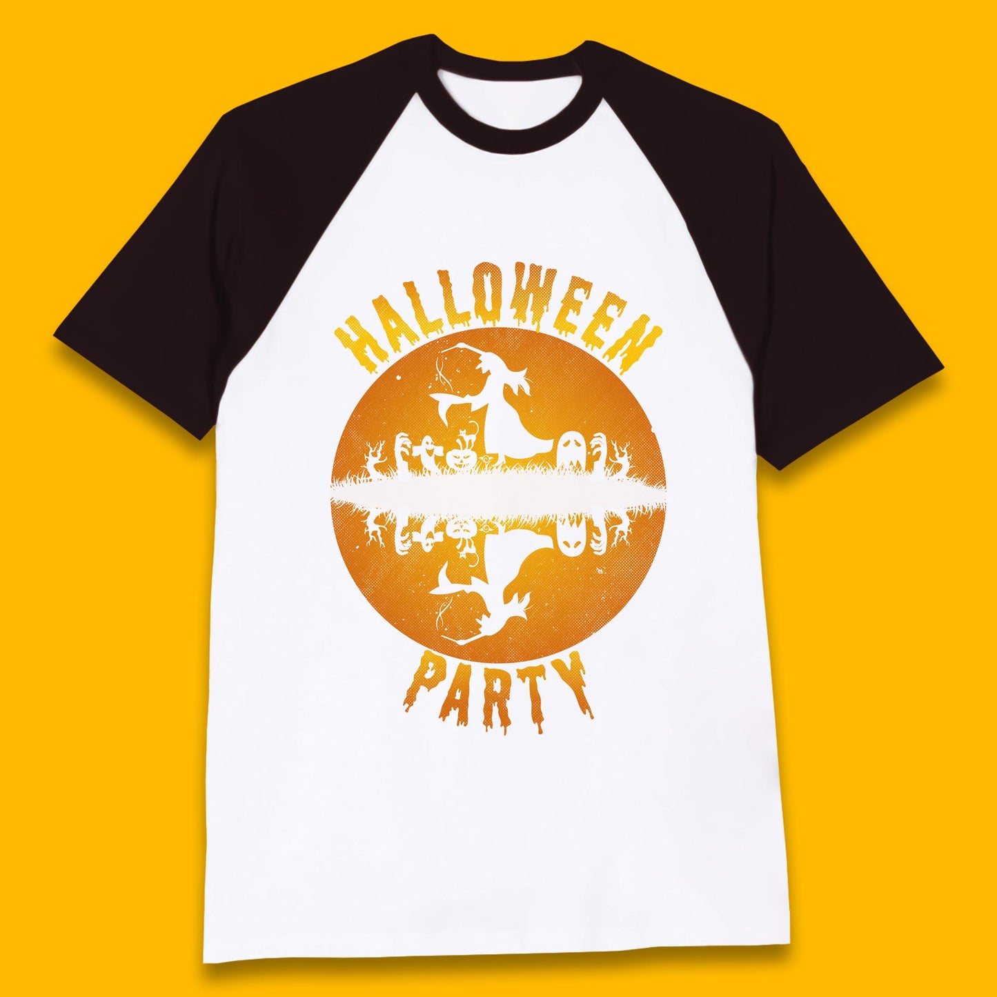Halloween Party Flying Witch Horror Scary Spooky Season Scary Boo With Full Moon Baseball T Shirt