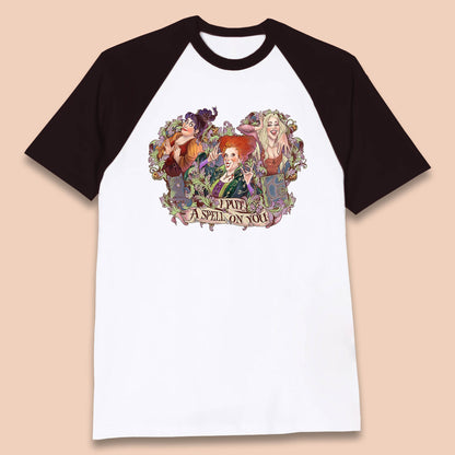 I Putt A Spell On You Halloween Sanderson Sisters Hocus Pocus Vintage Witches Baseball T Shirt