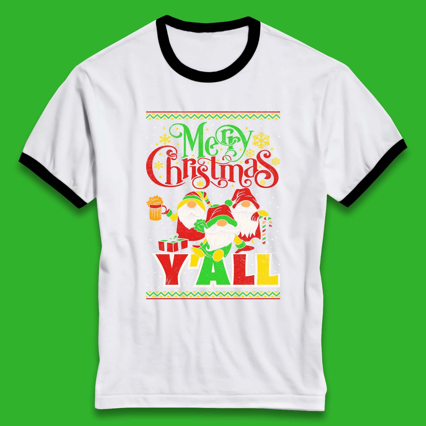 gnome christmas ringer t shirt