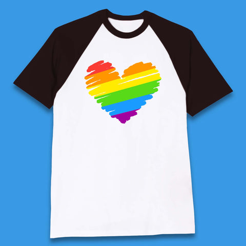 Rainbow Colour Heart Pride LGBTQ Rainbow Pride LGBT Gay Pride Month Baseball T Shirt