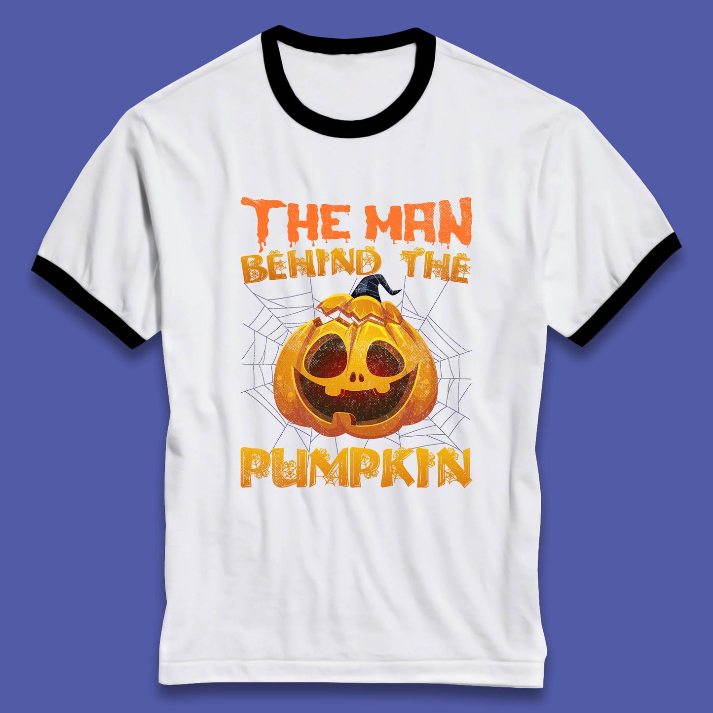 The Man Behind The Pumpkin Halloween Pregnancy Baby Announcement New Dad Gift Ringer T Shirt