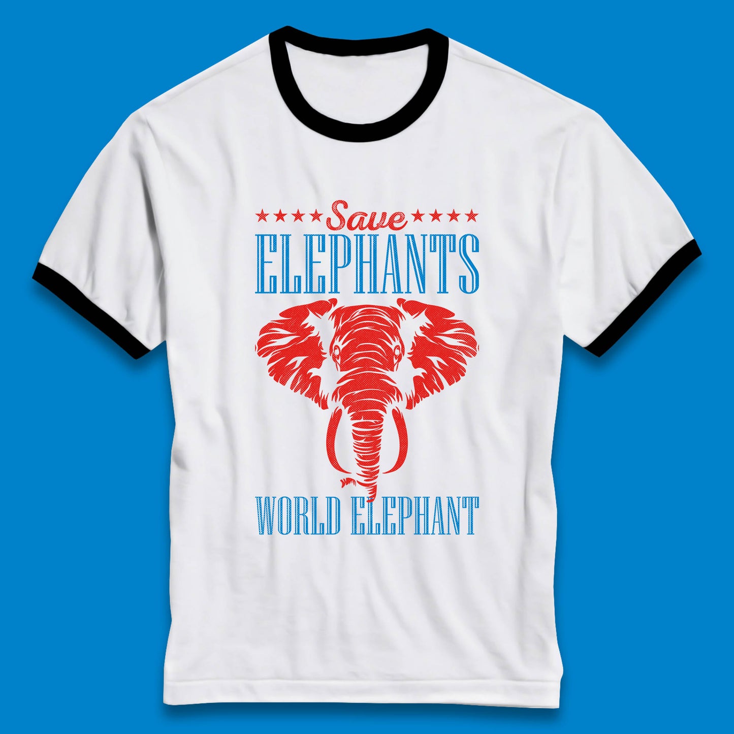 Save The Elephants World Elephant Day Zoo Animal Wildlife Ringer T Shirt