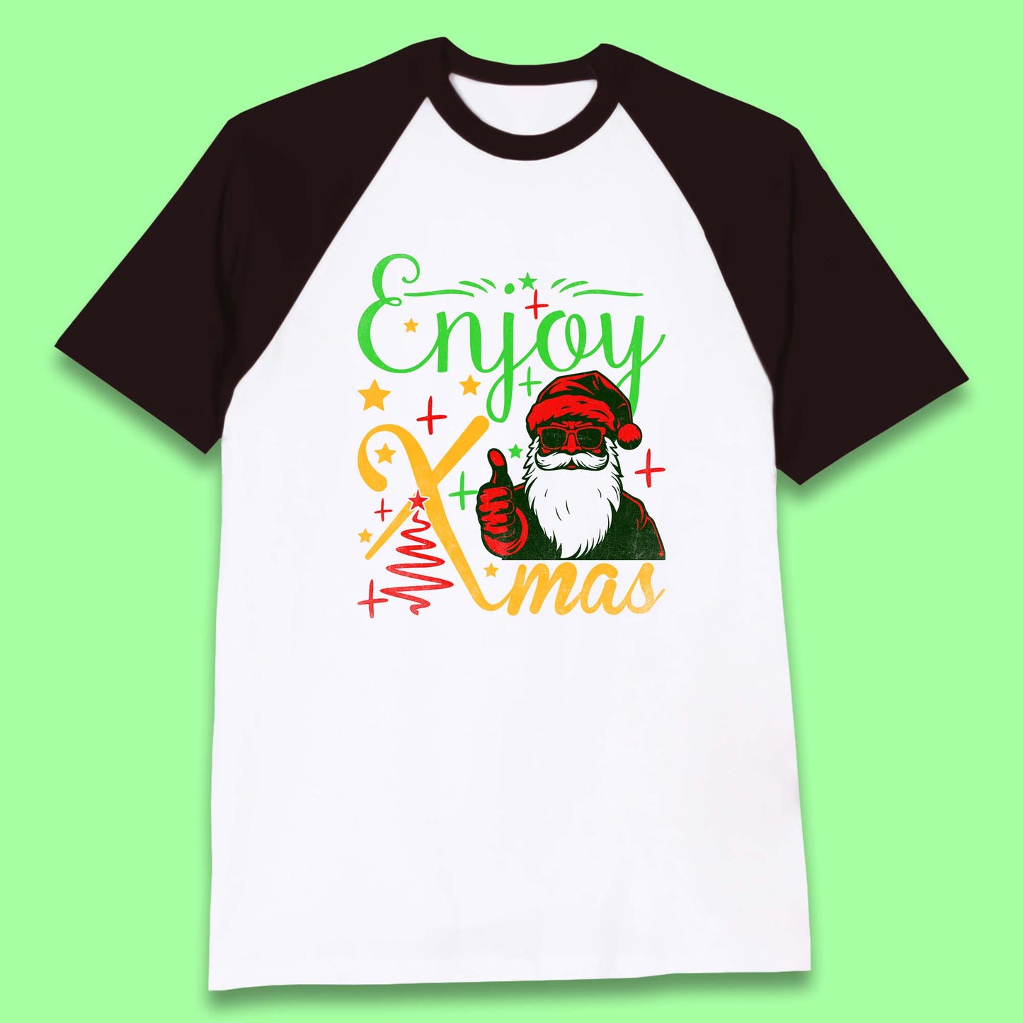 santa claus thumbs up christmas baseball t shirt