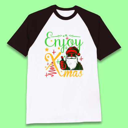 santa claus thumbs up christmas baseball t shirt
